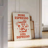 Gray and orange poster featuring modern typography with a coffee theme
