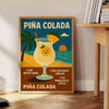 Retro illustration of a Pina Colada cocktail with orange and yellow hues
