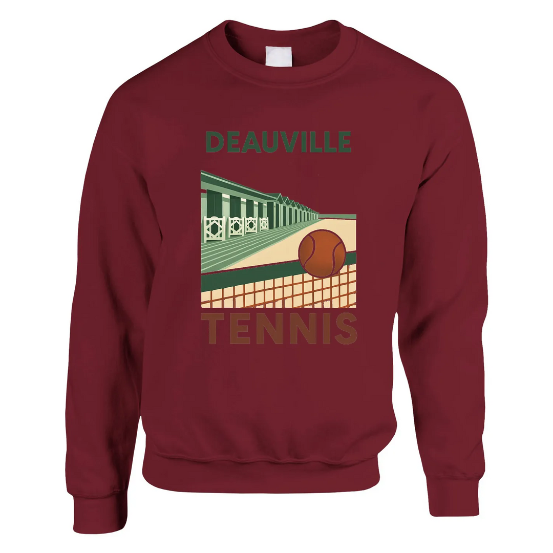 Crewneck sweater featuring Deauville Tennis logo and tennis-themed graphic