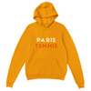 Hoodie featuring a graphic print of tennis elements and Paris motifs