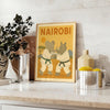 Playful elephant and rhinoceros practicing judo in Nairobi, featuring gray and green tones