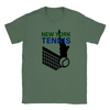 T-shirt featuring a graphic of tennis rackets and a ball with New York text