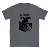 T-shirt featuring a graphic design of tennis elements with Rome landmarks