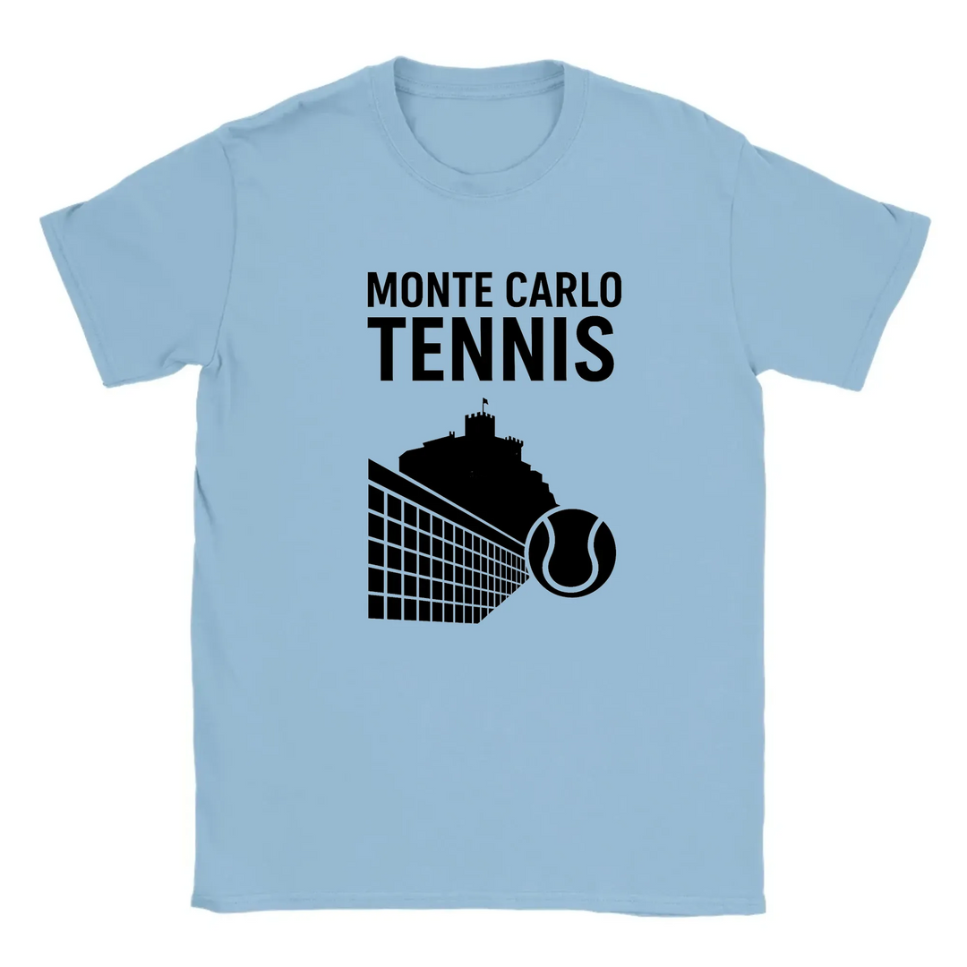 T-shirt featuring a graphic of a tennis player in action at Monte Carlo