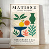 Plakat mit Matisse Scherenschnitt-Kunst in Weiß und Orange
