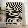 Minimalistisches Bauhaus-Poster mit geometrischen schwarzen Linien auf grauem Hintergrund