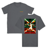 T-shirt featuring a graphic of tennis rackets and a ball with Paris skyline