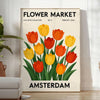 Amsterdam flower market botanical poster in vintage style, green and white