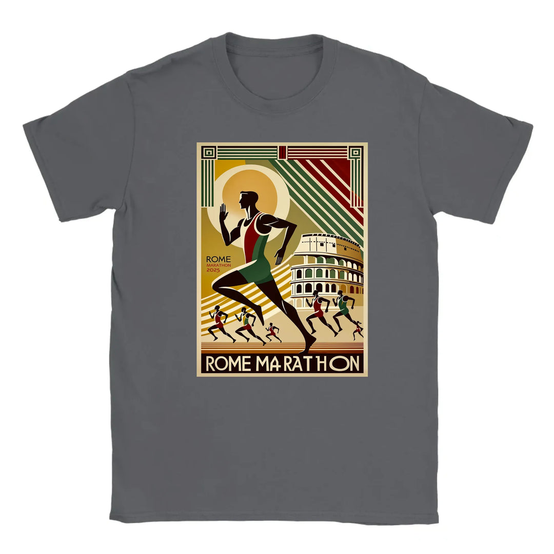 T-shirt med en grafisk design av Rom Marathon-logotypen