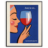 Vintage cocktail poster showing wine glass illustration in orange and red