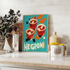 Negroni poster featuring orange and brown minimalist vintage illustration