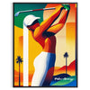 Vintage art deco illustration of golfers in Palm Springs, California