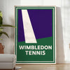 Minimalistyczny plakat Wimbledon tenis w szarości, zieleni i czerni, prosty styl