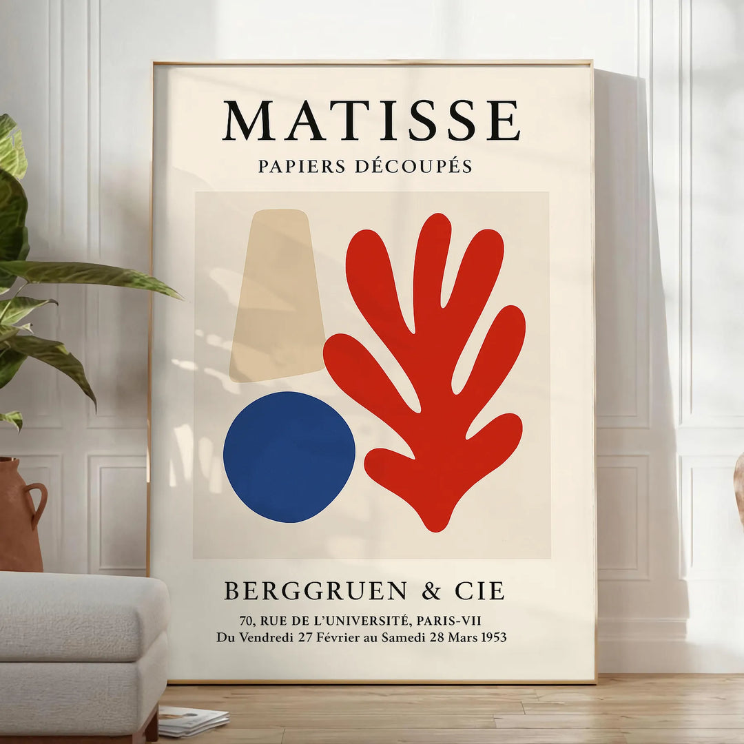 Poster Matisse Papiers Découpés abstrakte Formen grau und orange