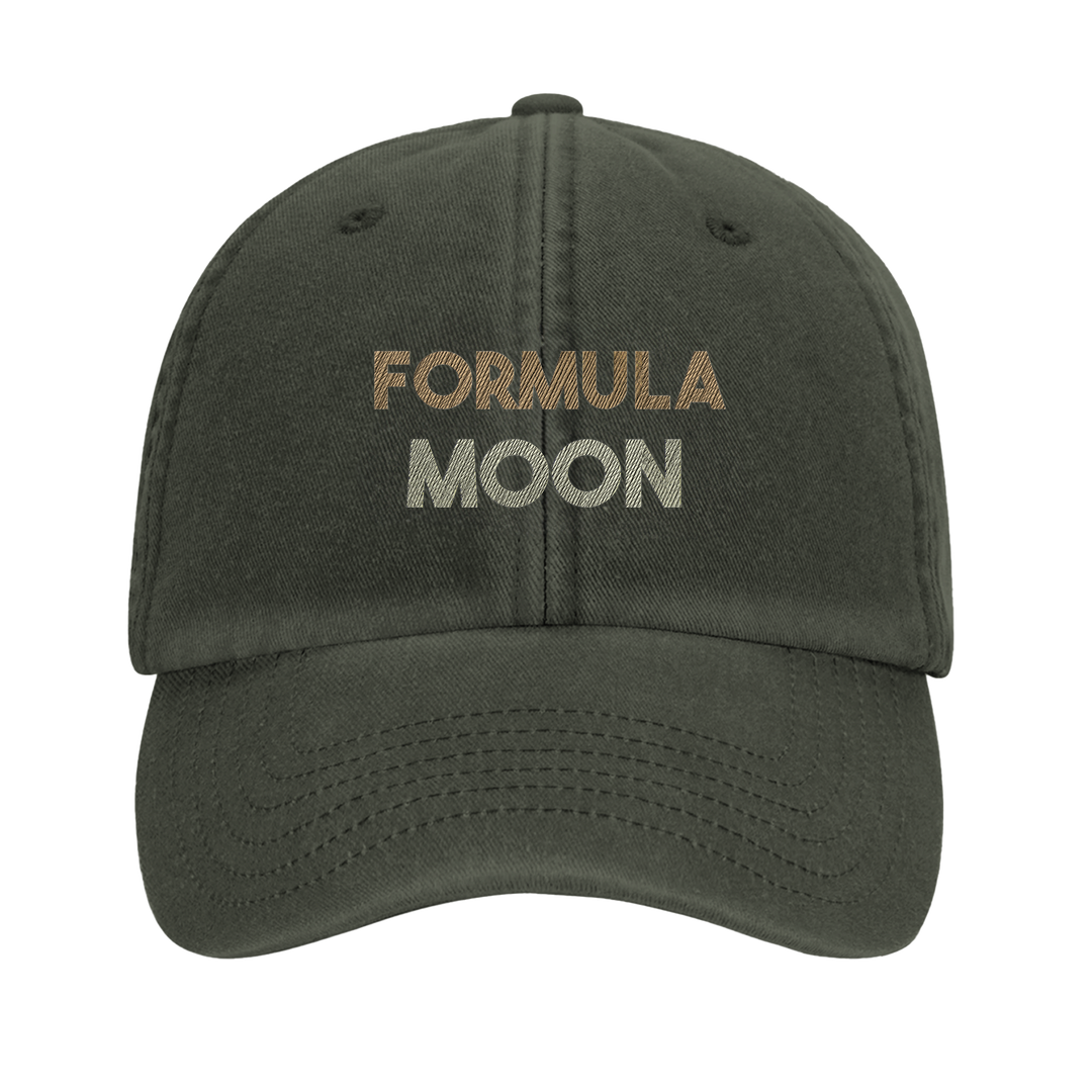 Cap featuring an embroidered Formula 1 Moon design in a vintage style