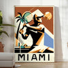 White and green Miami tennis poster, minimalist retro artwork style