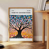 Poster de árvore de cerejeira estilo Yayoi, tons verdes e laranja