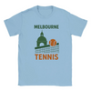 T-shirt featuring a graphic of tennis players in Melbourne