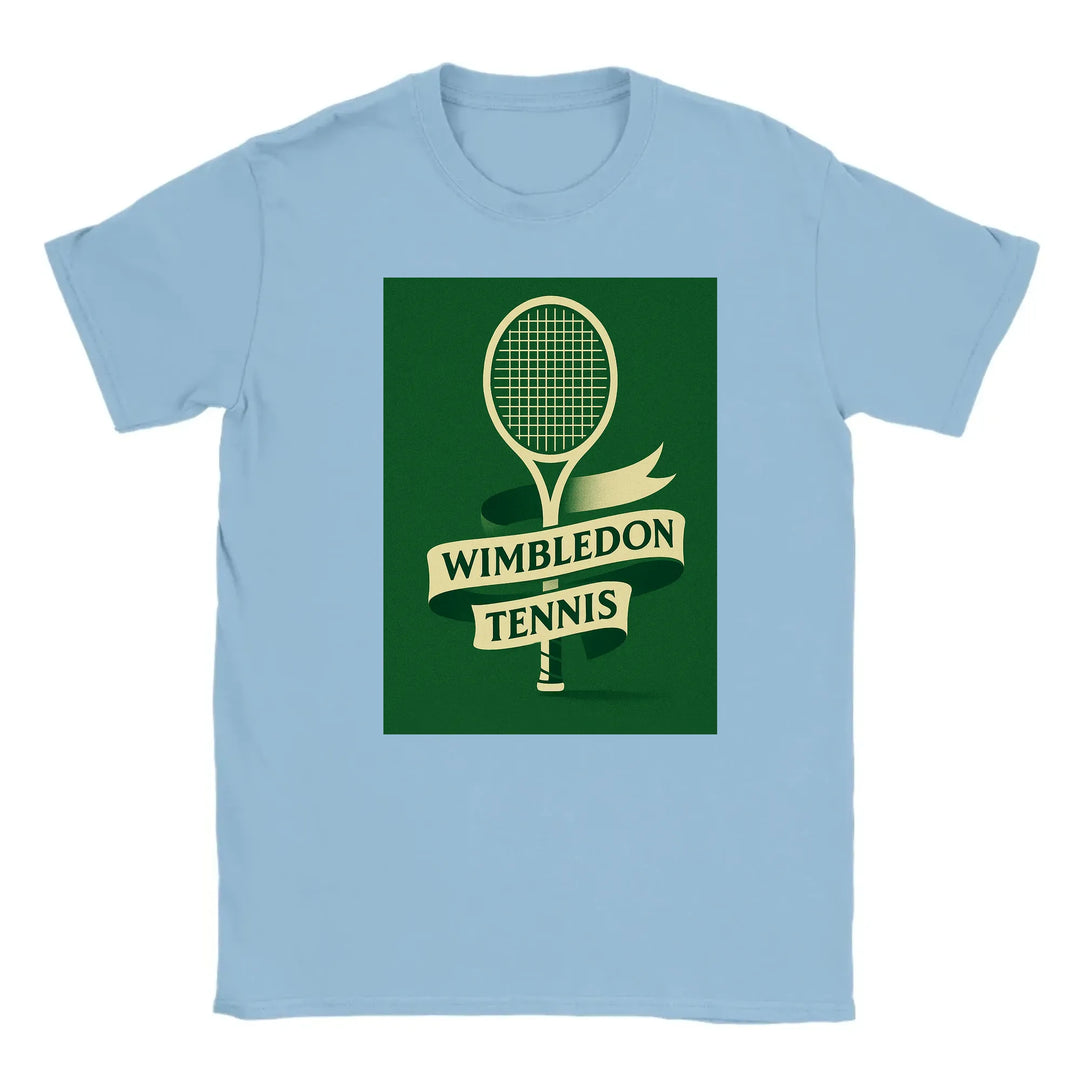 T-shirt featuring a graphic of a tennis racket and Wimbledon logo