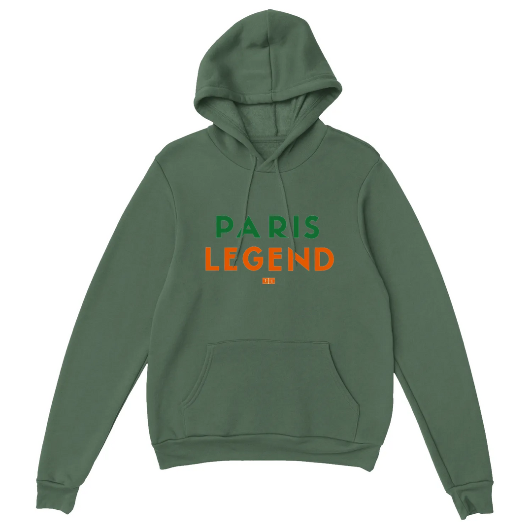 Hoodie featuring a graphic of tennis elements and the text 'Tennis Paris Legend'