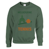 Unisex sweater featuring a retro tennis court graphic inspired by Melbourne