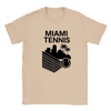 T-shirt featuring a graphic of a tennis player in action against a Miami skyline
