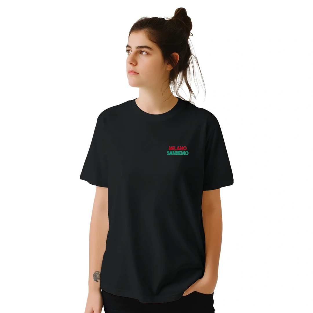 T-shirt featuring a graphic of the Milano–Sanremo cycling race
