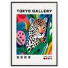 Orange leopard with white spots in a modern pop-art style
