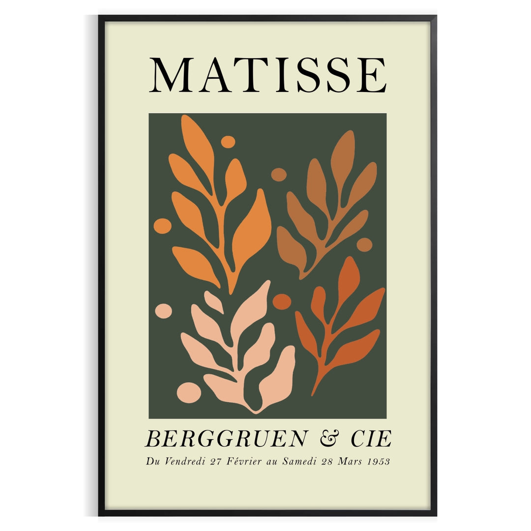 Abstract cut-out shapes in orange and green by Matisse