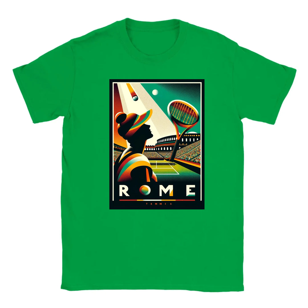 T-shirt featuring a graphic of a tennis player in action