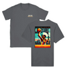 T-shirt featuring a graphic of a basketball and New York skyline
