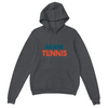 Hoodie featuring a graphic of Miami tennis courts with palm trees