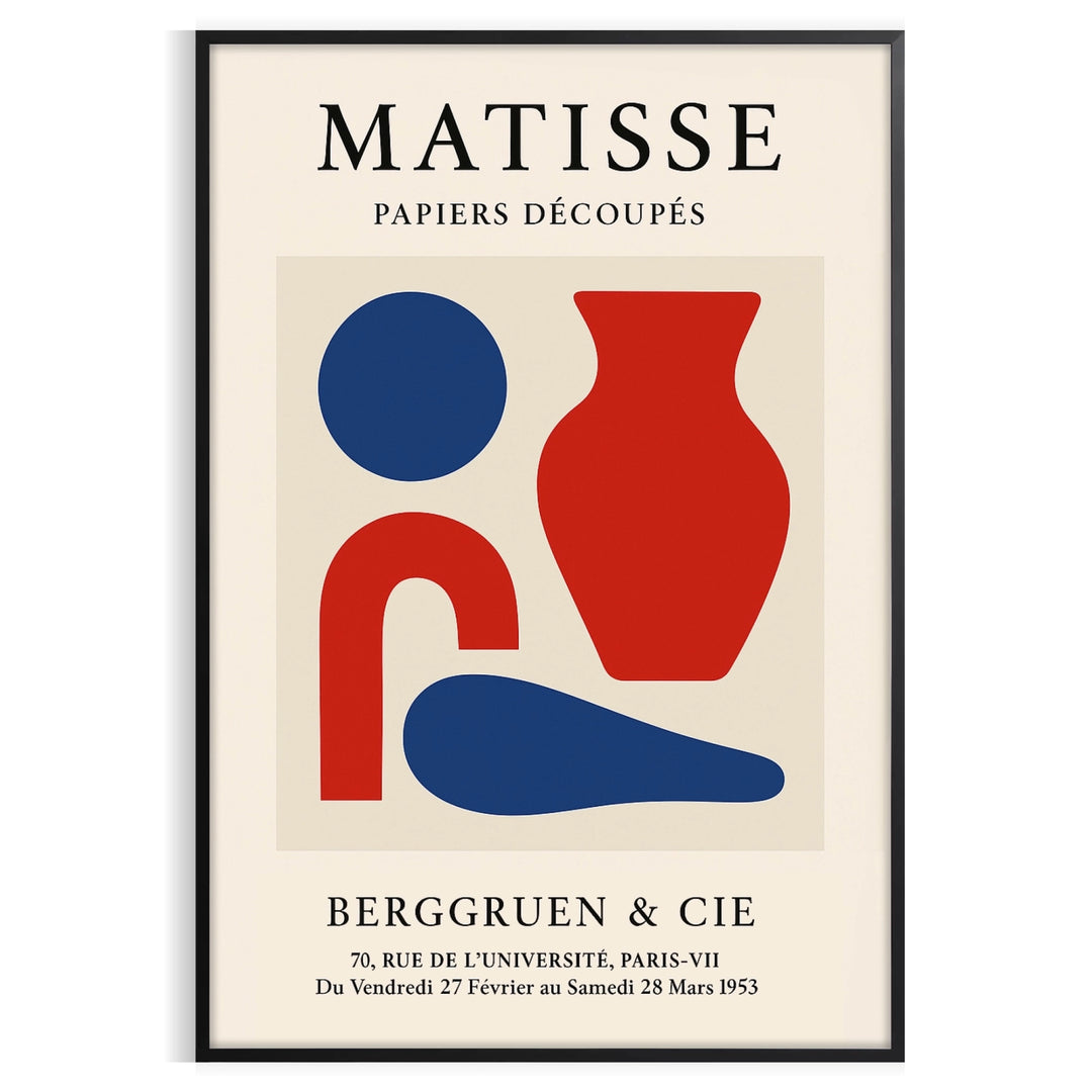 Poster showing Matisse cut-paper composition in white and gray tones