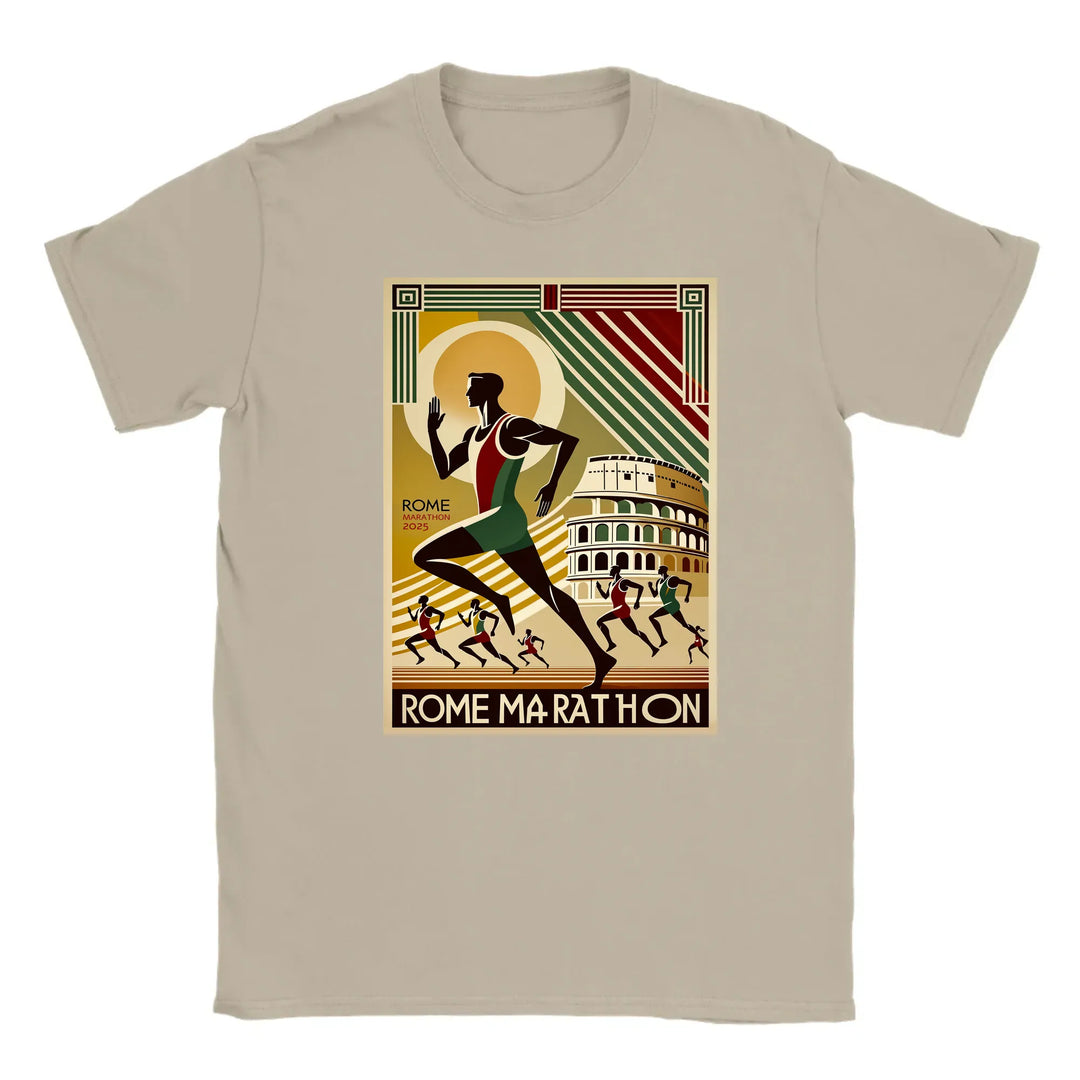 T-shirt med en grafisk design av Rom Marathon-logotypen