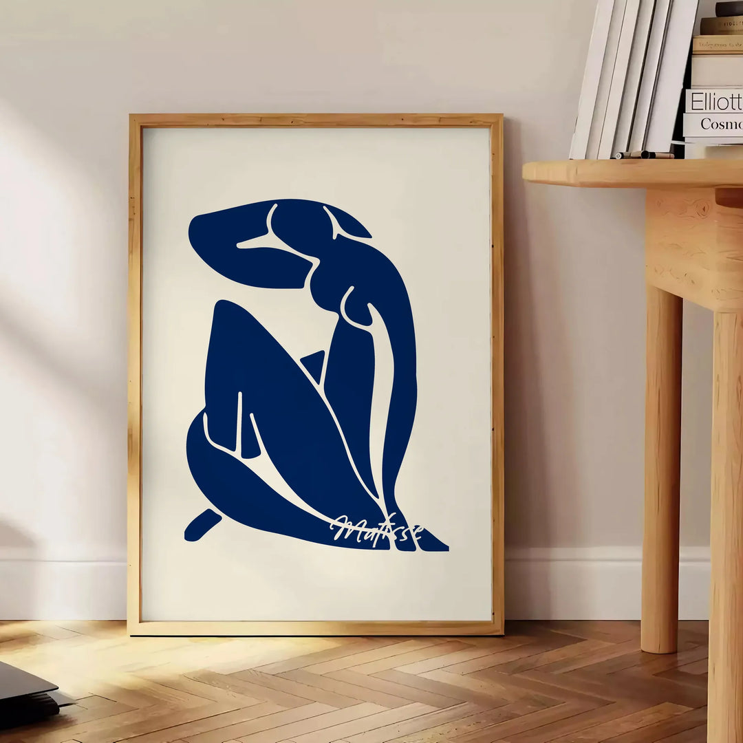 Cutout figure in blue and white with abstract shapes by Matisse