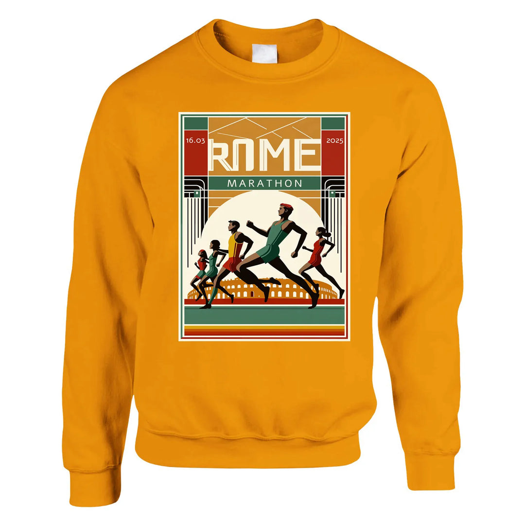 Crewneck sweater featuring a graphic of the Rome Marathon logo