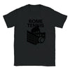 T-shirt featuring a graphic design of tennis elements with Rome landmarks