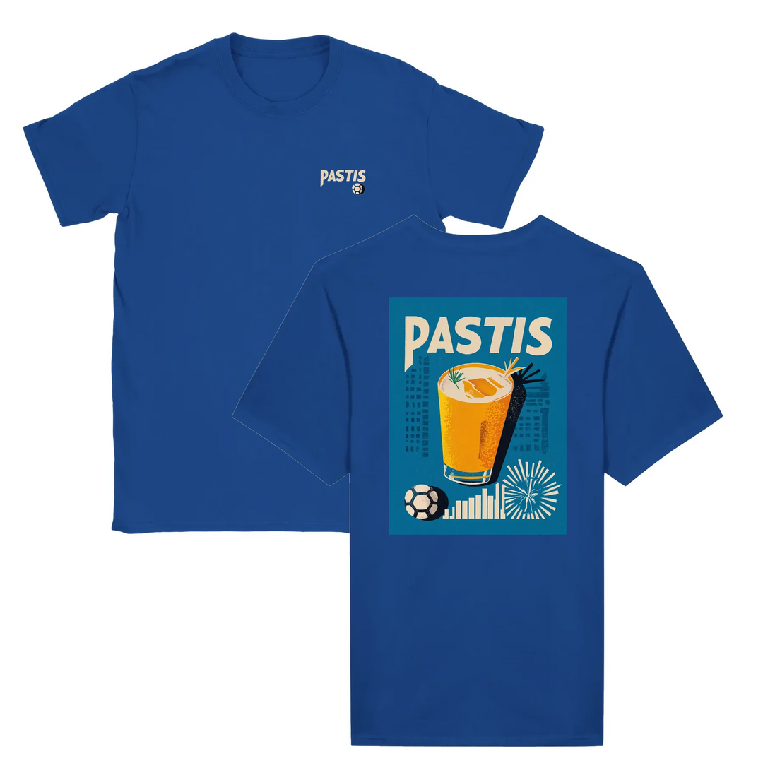 T-shirt featuring a graphic of a cocktail glass with Pastis Marseille branding
