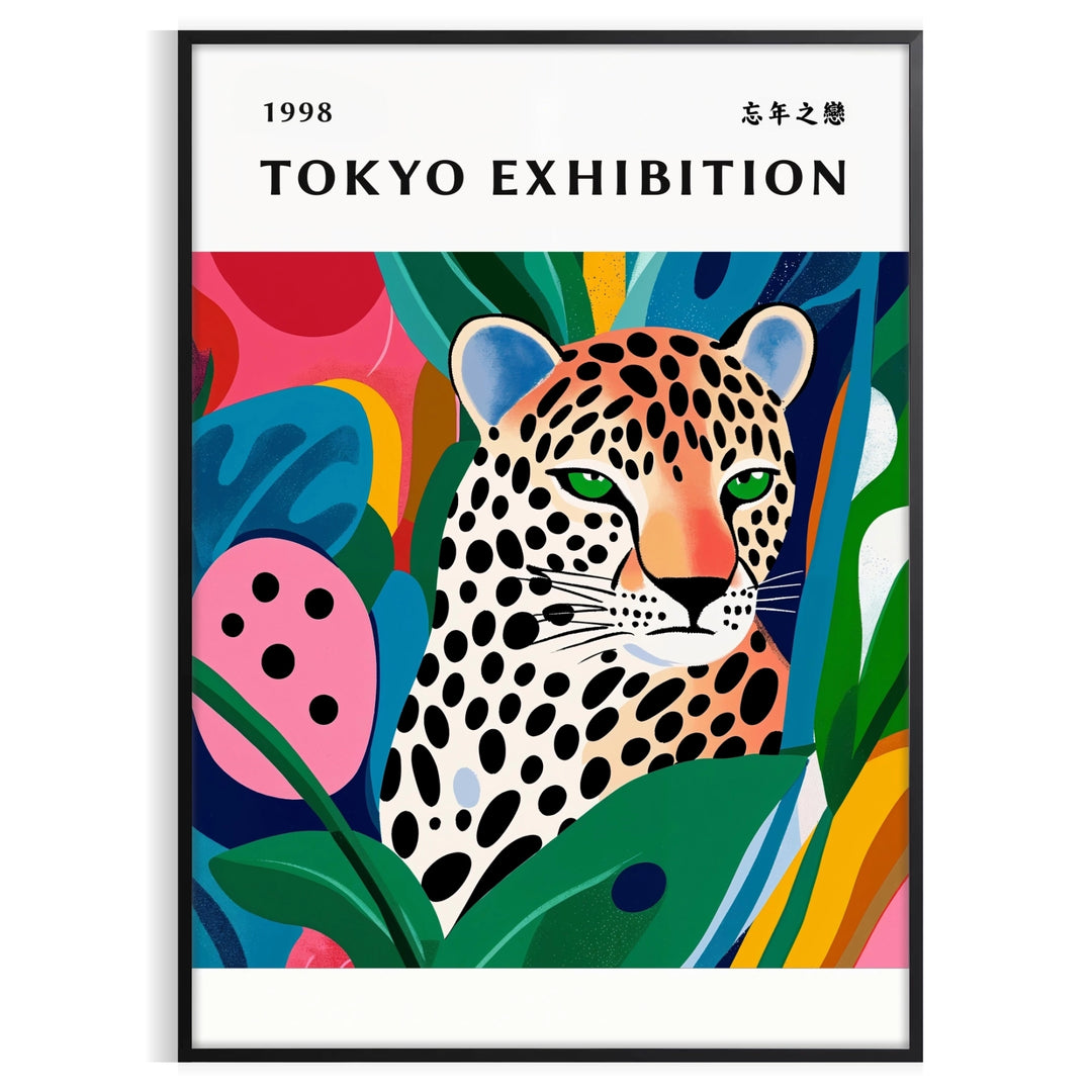 Portrait of a woman by Yayoi Kusama with green and orange polka dots