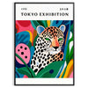 Portrait of a woman by Yayoi Kusama with green and orange polka dots