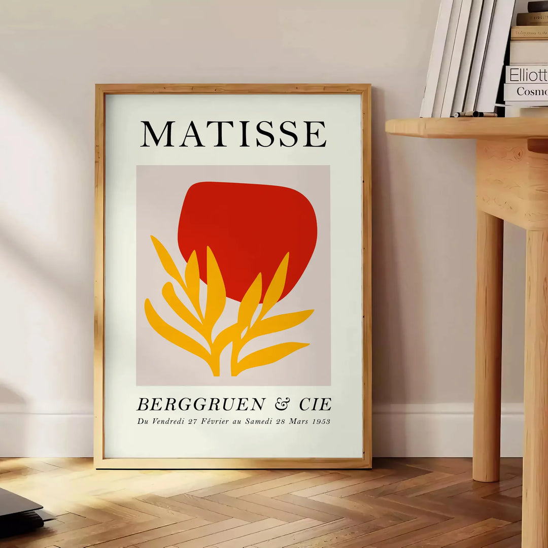 Poster showing Matisse Papiers Découpés style white and orange abstract composition