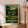 Εικονογράφηση art deco του γηπέδου γκολφ Arcachon σε κίτρινες και γκρι αποχρώσεις