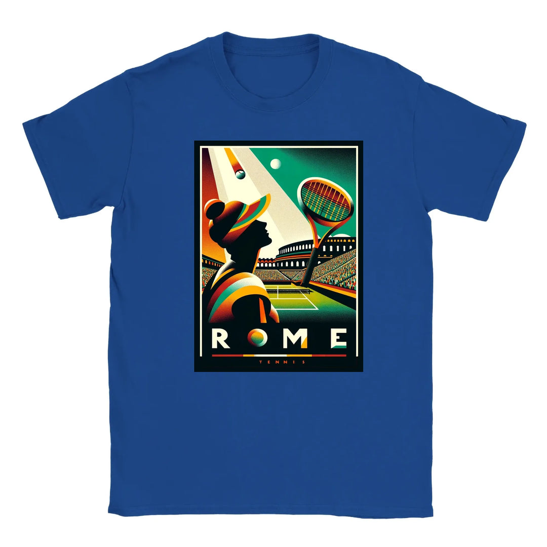 T-shirt featuring a graphic of a tennis player in action