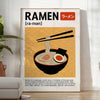 Tigela de ramen estilizada com fundo de cozinha em preto e vermelho
