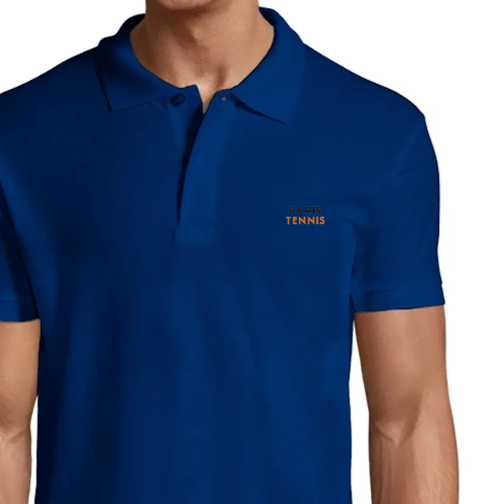 Embroidered polo featuring a tennis design inspired by Polo Paris