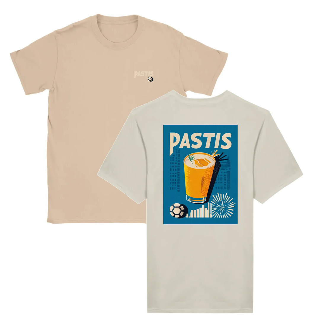 T-shirt featuring a graphic of a cocktail glass with Pastis Marseille branding