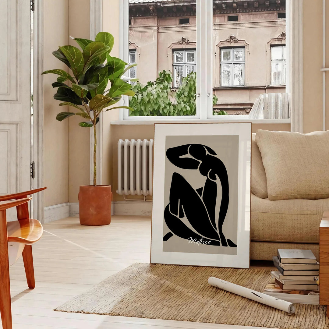 Figura ritagliata in blu, arancione e grigio di Matisse