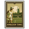 Black and brown Wimbledon poster showing minimalist tennis silhouette art