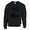 Unisex sweater featuring a graphic of tennis elements with San Francisco skyline