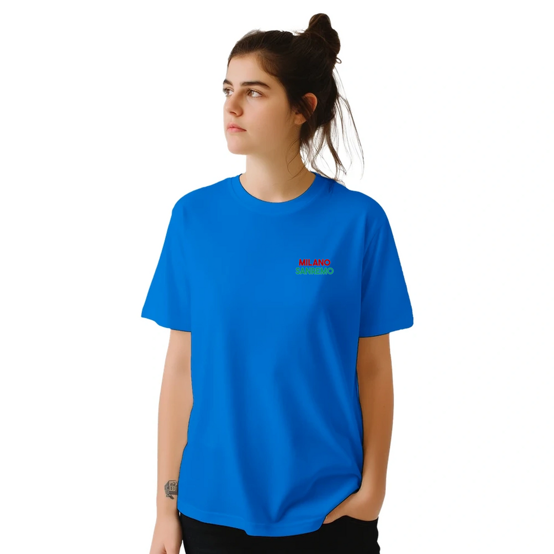 T-shirt featuring a graphic of the Milano–Sanremo cycling race